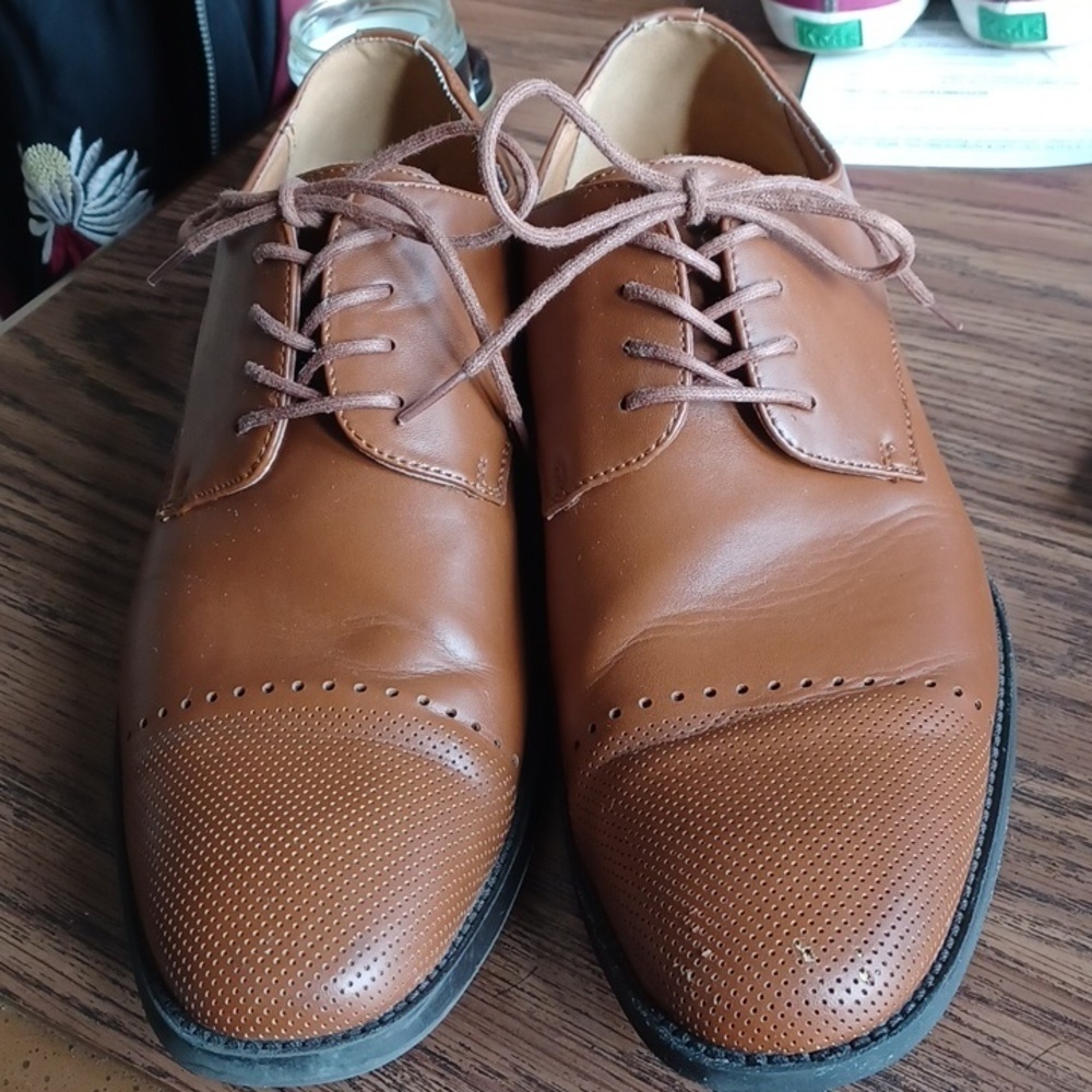 JF J.Ferrar Brown Oxford Mens Shoe Size 9.5M CULAN